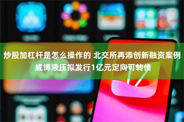 炒股加杠杆是怎么操作的 北交所再添创新融资案例 威博液压拟发行1亿元定向可转债