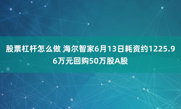 股票杠杆怎么做 海尔智家6月13日耗资约1225.96万元回购50万股A股