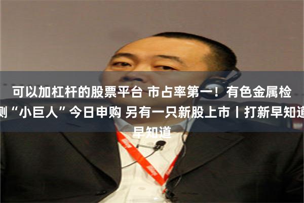可以加杠杆的股票平台 市占率第一!有色金属检测“小巨人”今日申购 另有一只新股上市丨打新早知道