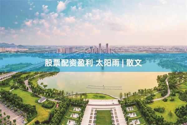 股票配资盈利 太阳雨 | 散文