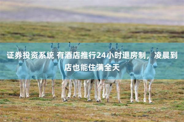 证券投资系统 有酒店推行24小时退房制，凌晨到店也能住满全天