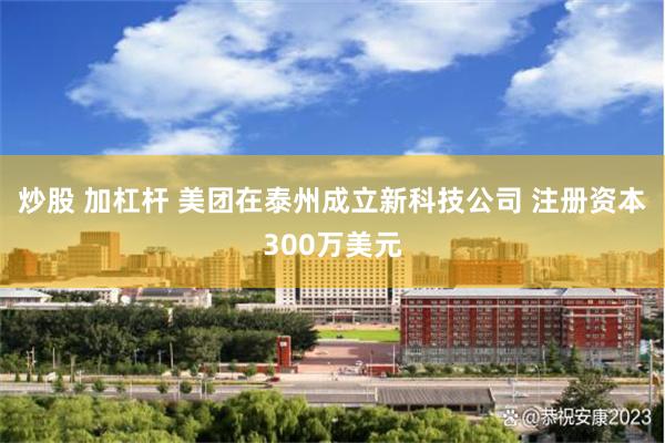 炒股 加杠杆 美团在泰州成立新科技公司 注册资本300万美元