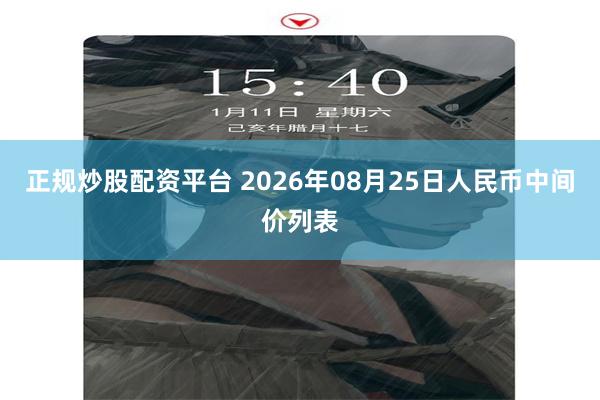 正规炒股配资平台 2026年08月25日人民币中间价列表