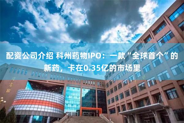 配资公司介绍 科州药物IPO：一款“全球首个”的新药，卡在0.35亿的市场里