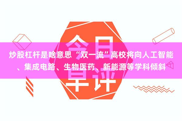 炒股杠杆是啥意思 “双一流”高校将向人工智能、集成电路、生物医药、新能源等学科倾斜