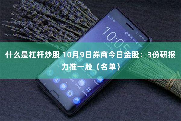 什么是杠杆炒股 10月9日券商今日金股:3份研报力推一股(名单)